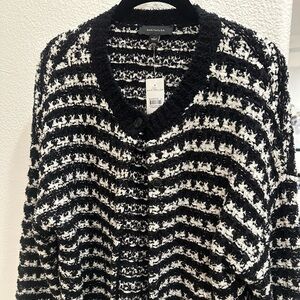 Ann Taylor Black and White V-Neck Sweater